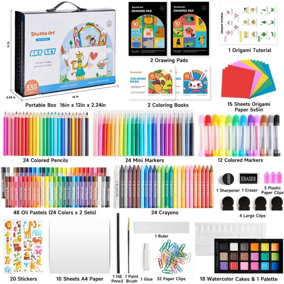 335 Piece Kids Art Set with Easel, Drawing Pads, Watercolors & - Art Kit for Kids