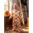 thumbnail image 6 of RUINIXCW Toddler Baby Girl Boy Halloween Silk Stain Pajamas Set Girls Boys Fall Winter Sleepwear Pumpkin Button Down Collar Long Sleeve Shirt Pants, 6 of 10