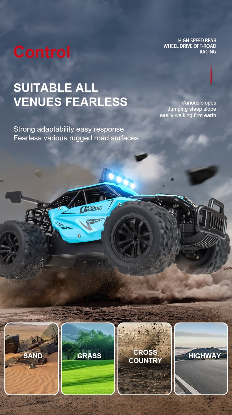 Meponn RC High-Speed Off-Road Truck 3699-RC8 All-Terrain Buggy 2.4GHz, 1:16 Scale, Blue