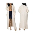 thumbnail image 6 of KelaJuan Women Fashion Wild Cardigan Solid Color Open Front Long Sleeve Sweater Jacket Autumn Winter Loose Long Knitted Outerwear, 6 of 6