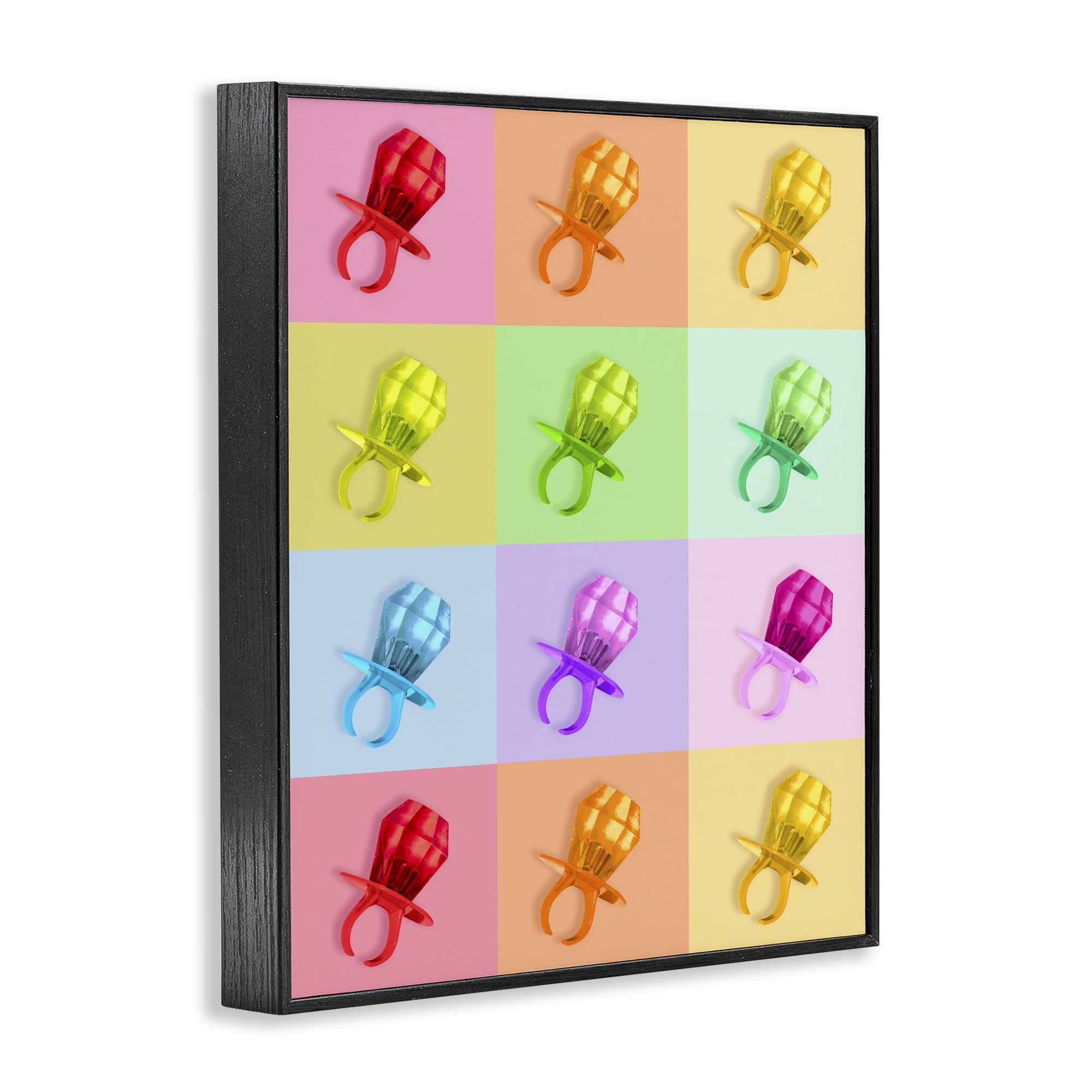 Stupell Industries Candy Gem Pop Grid Black Framed Giclee Art, design by LISH Creative
