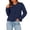 Navy, variant on Women's Bow Tie Front Sweater Long Sleeve Crew Neck Knit Pullover Cardigan, L