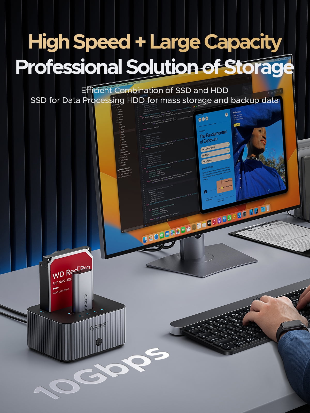 ORICO M.2 NVMe SATA SSD Enclosure Docking Station 10Gbps External SSD Enclosure for Office & Personal Users (IT18C3)