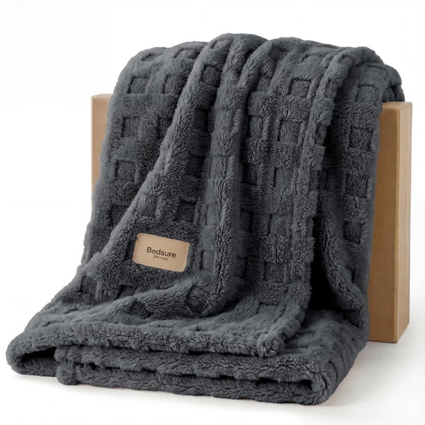 Manta Bedsure Waffle, gris oscuro, 130 x 150 cm, GentleSoft