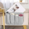 thumbnail image 3 of Deago Sofa Armrest Organizer Non-Slip Arm Chair Bedside Caddy Storage Organizer for Recliner Couch with 5 Pockets for Cell Phone TV Remote Control Magazines (Gray), 3 of 9