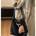 thumbnail image 2 of Women’s Suede Shoulder Crossbody Bag Large Capacity Bucket Purse Slouchy Hobo Bag for Travel Leisure Fall Winter Tote Handbag, 2 of 7