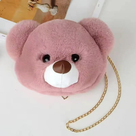 New Doll Lolita Bag Plush Bear Head Crossbody Bag Cute Small Bag Japanese Furry Lolita Bear Bag