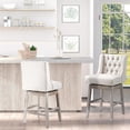 thumbnail image 3 of YYAo Bar Stools, Bar Height Stools,Set of 2 Swivel Bar Stools, 27" Counter Height Stools with Linen Upholstery, Beige, 3 of 11