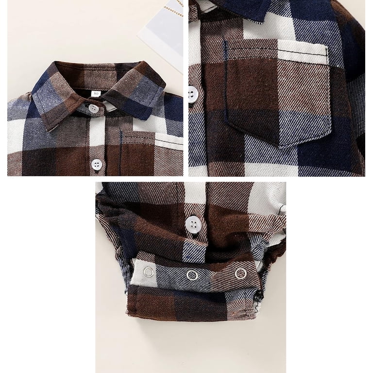 Younger Tree Plaid Flannel Romper, Button-Down photo 8