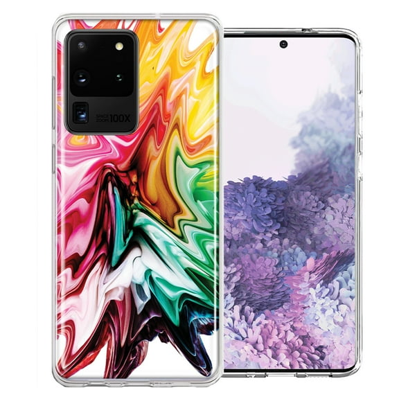 MUNDAZE For Samsung Galaxy S20 Ultra Rainbow Flower Abstract Design Double Layer Phone Case Cover