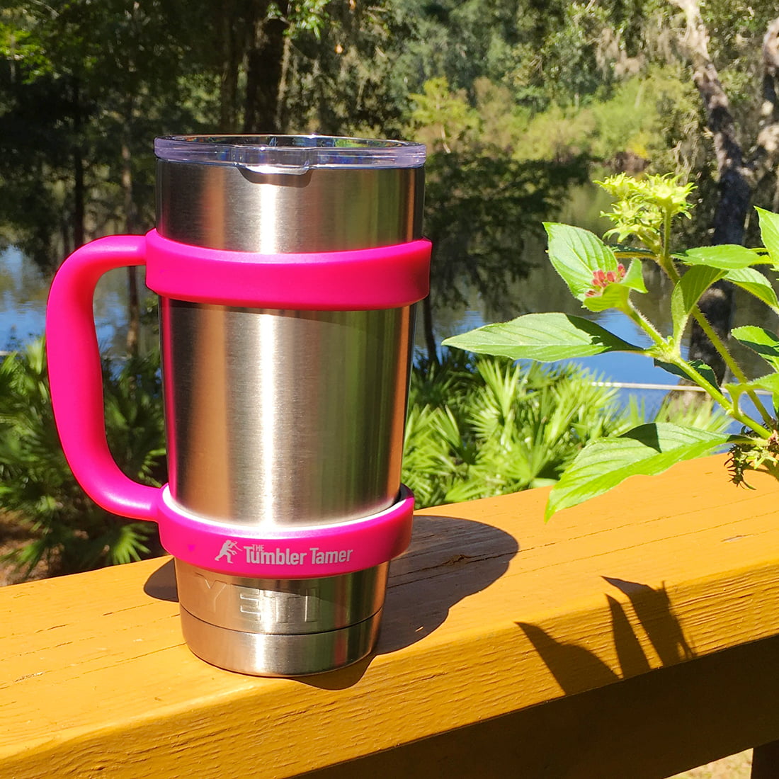 Paracord Handle for Yeti/Rtic/Ozark Trail Rambler Tumblers. Made to fit  most 20 30 32 40 oz tumblers (Handle Only). (Pink)