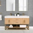 thumbnail image 4 of Bianco 60" Wood Vanity in Light Brown with White Composite Stone Top no Mirror, 4 of 17