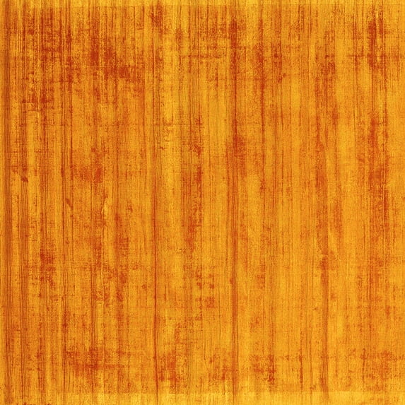 Ahgly Company Machine Washable Indoor Square Abstract Yellow Contemporary Area Rugs, 4' Square