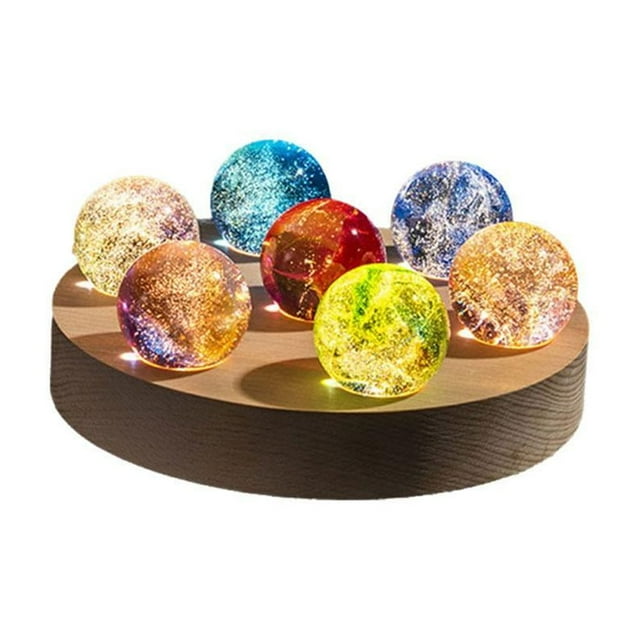 Bola de cristal TQEHS agrietada con hielo 40 mm con base de madera 1.57 pulgadas