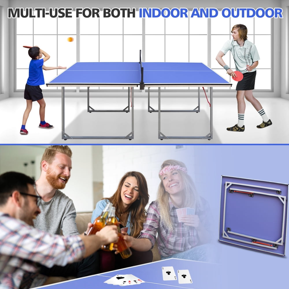 6 ft Mid-Size Ping Pong Table Game Set with Net,2 Table Tennis Paddles &3 Balls