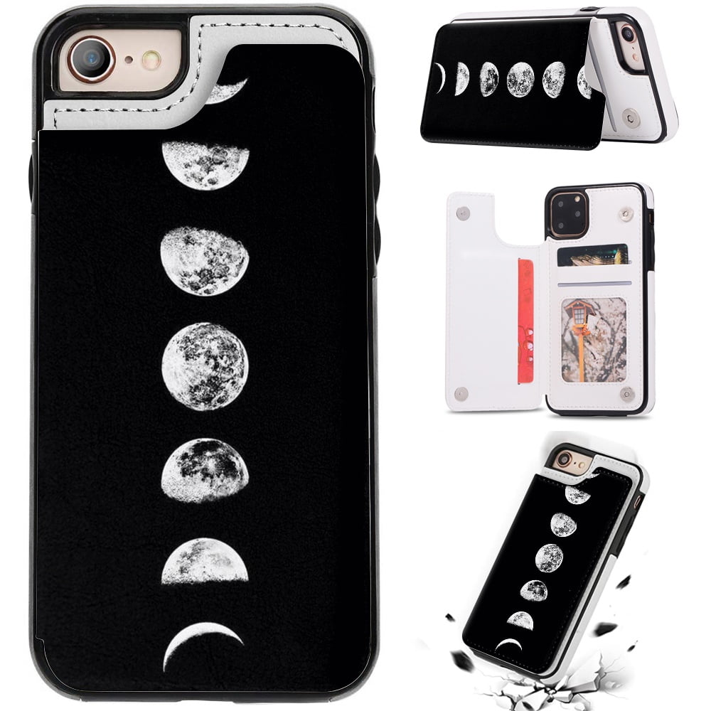 Case for iPhone 7/8/SE 2020, Luxury Moon Pattern PU Leather Wallet
