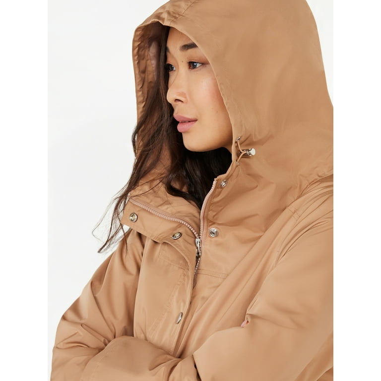 Time and Tru Women's Lightweight Anorak Jacket with Hood, Sizes XS-3X 