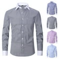 thumbnail image 4 of WREESH Men's Fashion Button Down Shirts Long Sleeve Striped Turndown Collar Business Top Sky Blue, 4 of 4
