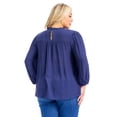 thumbnail image 3 of Blusa con detalles bordados Roman Fashion /Tallas Extras, 6809 (Azul marino) azul marino 42, 3 of 5