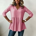 thumbnail image 5 of Tbopshirt Womens Blouses Summer Tops for Women Stripe Round Neck Three Quarter Sleeve 3/4 Sleeve T-shirt Loose,Red, 5 of 6