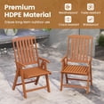 thumbnail image 4 of Gymax 2PCS Foldable Patio Chair w/Armrest Curved Back Slatted Seat for Backyard Deck Brown, 4 of 8