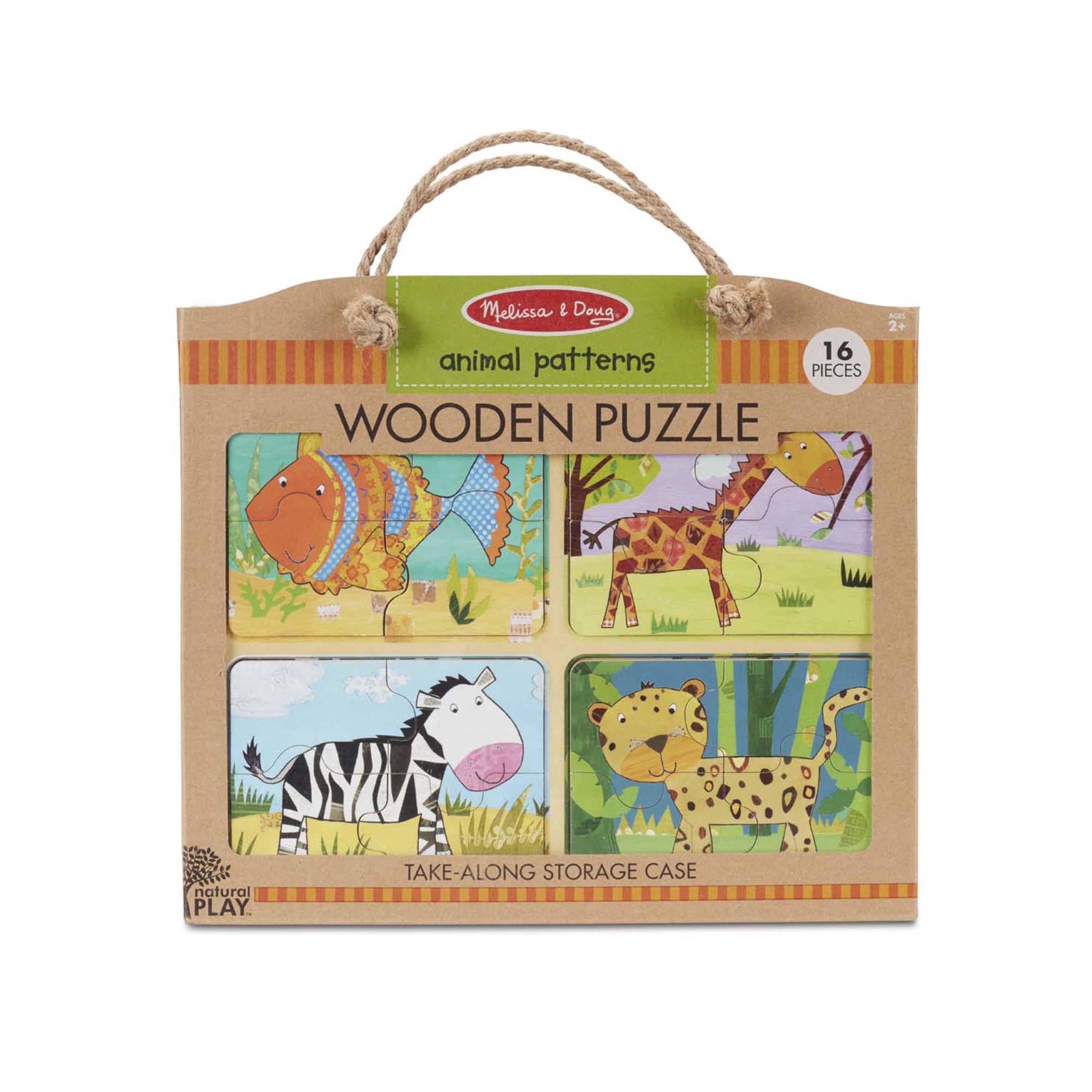 Melissa & Doug Natural Play Wooden Puzzle: Animal Patterns (Four 4-Piece Animal Puzzles) - image 3 of 5