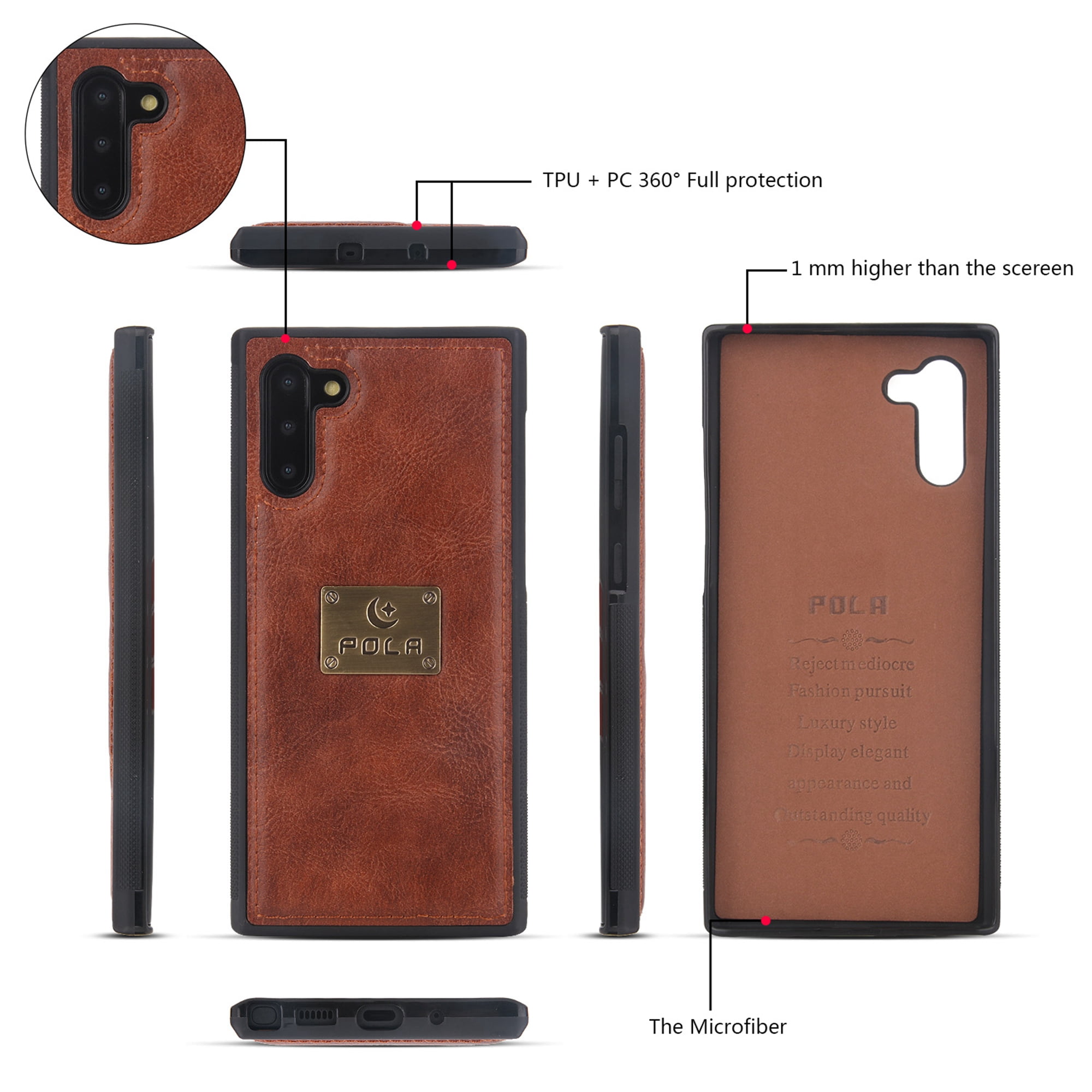Samsung Galaxy Note 10 6.3 inch Wallet Detachable Case, Dteck Zipper Purse Phone Case Multi-functional Folio Flip Leather Removable Magnetic Back Cover For Samsung Galaxy Note10,Brown