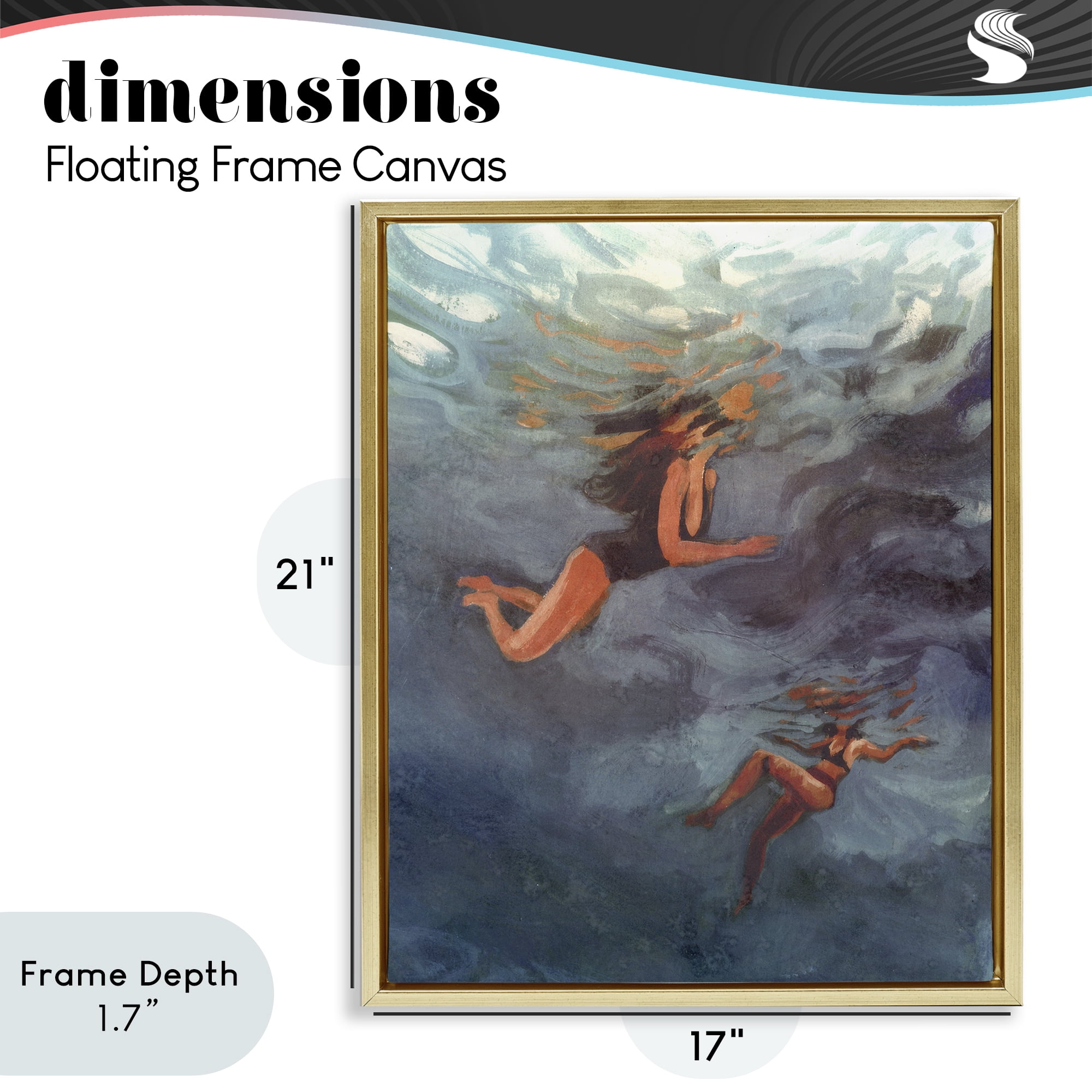 Stupell Industries Underwater Summer's Dance Gold Framed Floater Canvas Wall Art, design by Victoria Barnes