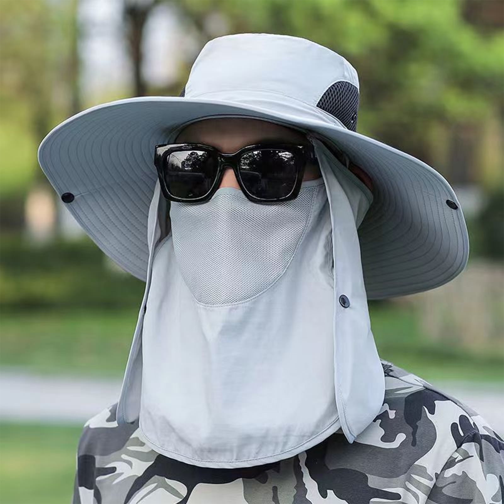 NUZYZ Unisex Sunhat with Detachable Front Cover Face Neck Anti UV