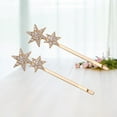 thumbnail image 3 of EeaseCA 2PCS Geometry Metal Rhinestone Star Bobby Simple Hair New Style Hair Accessories (Golden), 3 of 8