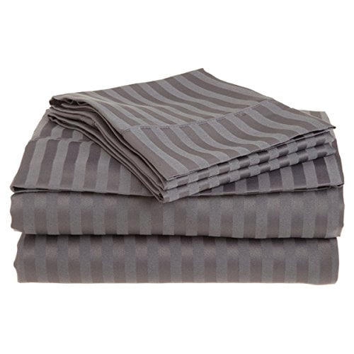 Home Design 1800 Series Luxurious Hotel Stripe Sheet Sets (Full, Grey