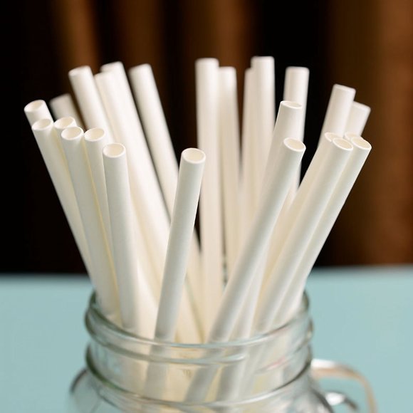 Zhuge 100 pajitas de papel biodegradables para suministros de fiesta, cumpleaños, decoraciones navideñas, color blanco