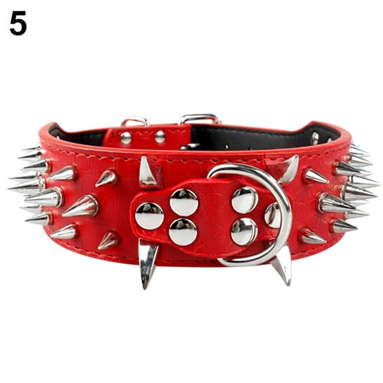 Spiked Studded Pu Leather Dog Collar For Medium And Large Dogs