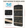 thumbnail image 2 of Hanging Jewelry Organizer Necklace Holder Anti-tangle Earrings Rings Hanger with 20 Jewelry Bags Travel Storage Roll with Pockets Hang on Closet, Wall, Door,1 Piece, Large, Black, 2 of 13