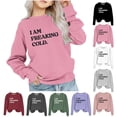 thumbnail image 7 of Zwiiyzr Girls Crewneck Oversized Sweatshirt Solid Color Letter Printed Kids Trendy Long Sleeve Loose Round Neck Tunic Blouse Pullover Tops 1-12 Years Purple, 7 of 7