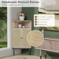 thumbnail image 4 of Brafabhome 40" Tall Corner Cabinet with Handmade Natural Rattan Doors, 4-Tier Free Standing Corner Cabinet with Adjustable Shelves for Living Room Kitchen | Nature, 4 of 6