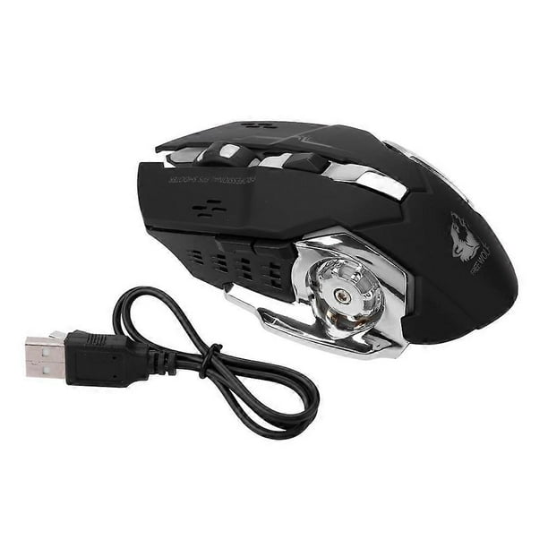 Wireless Optical Gaming Mouse, Rechargeable Silent Mouse, 2400 DPI, 2.4GHz USB, for PC and Laptop, Black