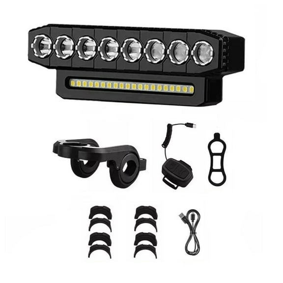 TAPDRA Bicycle Headlight with Horn and Tail Light USB Rechargeable 4000mAh 8 LED Turn Signals Brake Light Waterproof Aluminum Alloy Lamp