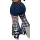 thumbnail image 5 of Pantalones vaqueros con parte inferior acampanada y patchwork a cuadros, tiro medio, dobladillo con volantes, 5 of 5