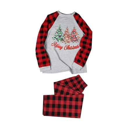 

Wilucolt Pajamas for Family Long Sleeve Winter Fall Matching Christmas Sleepwear Plaid Printed Tee And Bottom Loungewear (Mom) Womens Pajama Set