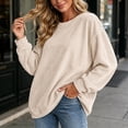 thumbnail image 4 of Lmnyox Ribbed Sweatshirts for Women Loose Crew Neck Oversized Pullover Fashion Casual Sweatshirts, 4 of 7