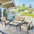 thumbnail image 2 of Patiojoy 4 PCS Patio Furniture Set Outdoor Sectional Conversation Set w/Coffee Table & Cushions, 2 of 5