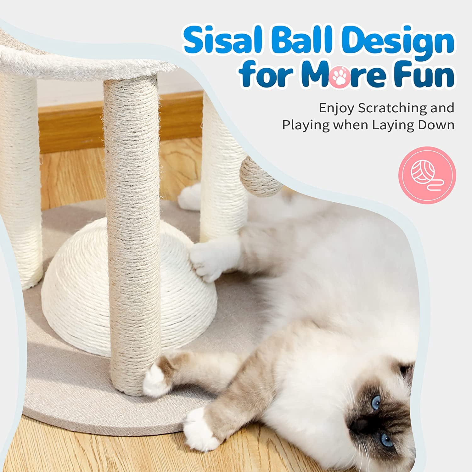 Made4Pets 17 in tall Small Cat 4 in 1 Kitten Scratch Scratching Posts with Assembly Tools, Beige