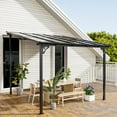 thumbnail image 4 of Sunmthink 10'x10' Hardtop Gazebo, Outdoor Wall-Mounted Aluminum Pergola with Sun Panels for Garden, Patio, Backyard, Gray, 4 of 8