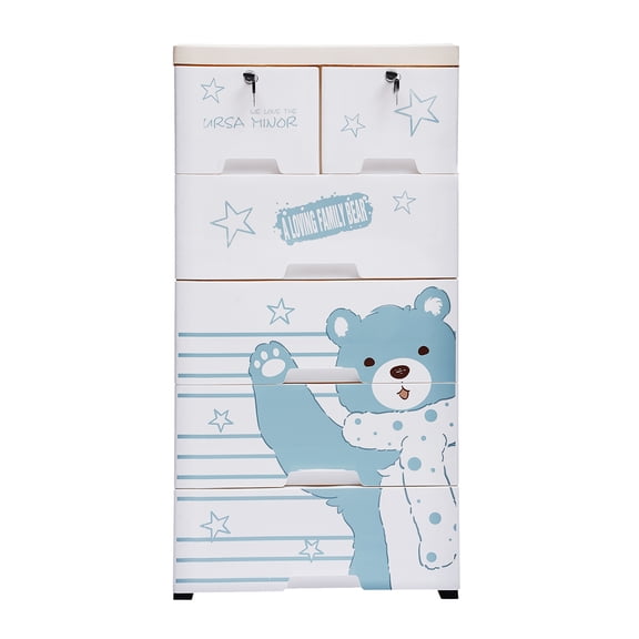 Dresser Drawer Organizers,Plastic Lockable Storage Cabinet,Dresser with 6 Drawers and Wheel for Clothing/Bedroom/Playing Room 19.69 * 13.78 * 40.16”(Polar Bear)
