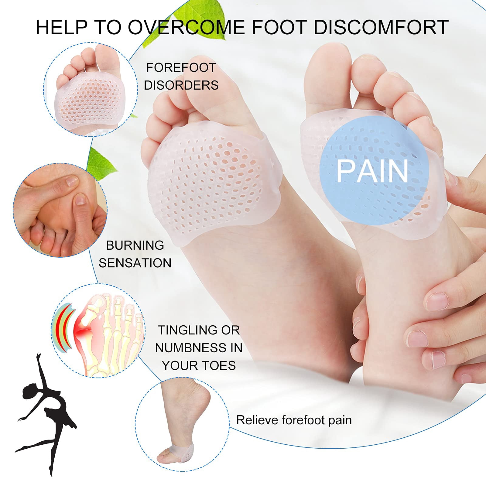 Buy WILLED Metatarsal Pads, 4PCS Gel Ball of Foot Cushions for Women