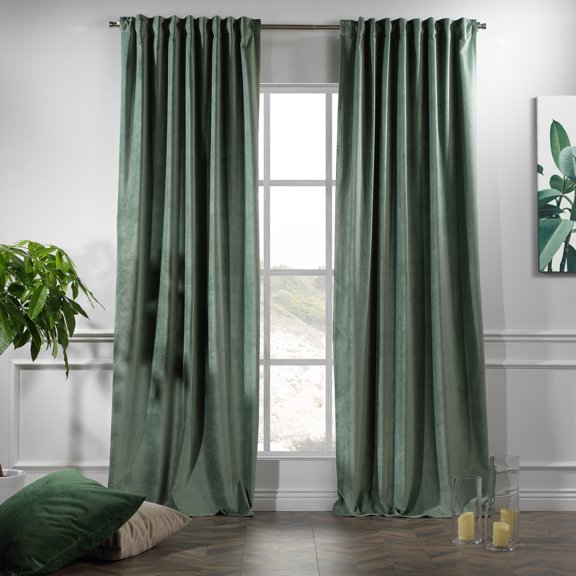 3S Brother's Solid Luxury Matte Velvet Soft Curtains Set of 2 Panels Hanging Back Tap & Rod Pocket Home Décor Bedroom Kitchen Office Windows Room Darkering ( Xanadu-52"x84")
