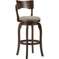 thumbnail image 2 of McAllister Brown Oak High Back Swivel Seat Bar Stool, Grey Linen, 2 of 7