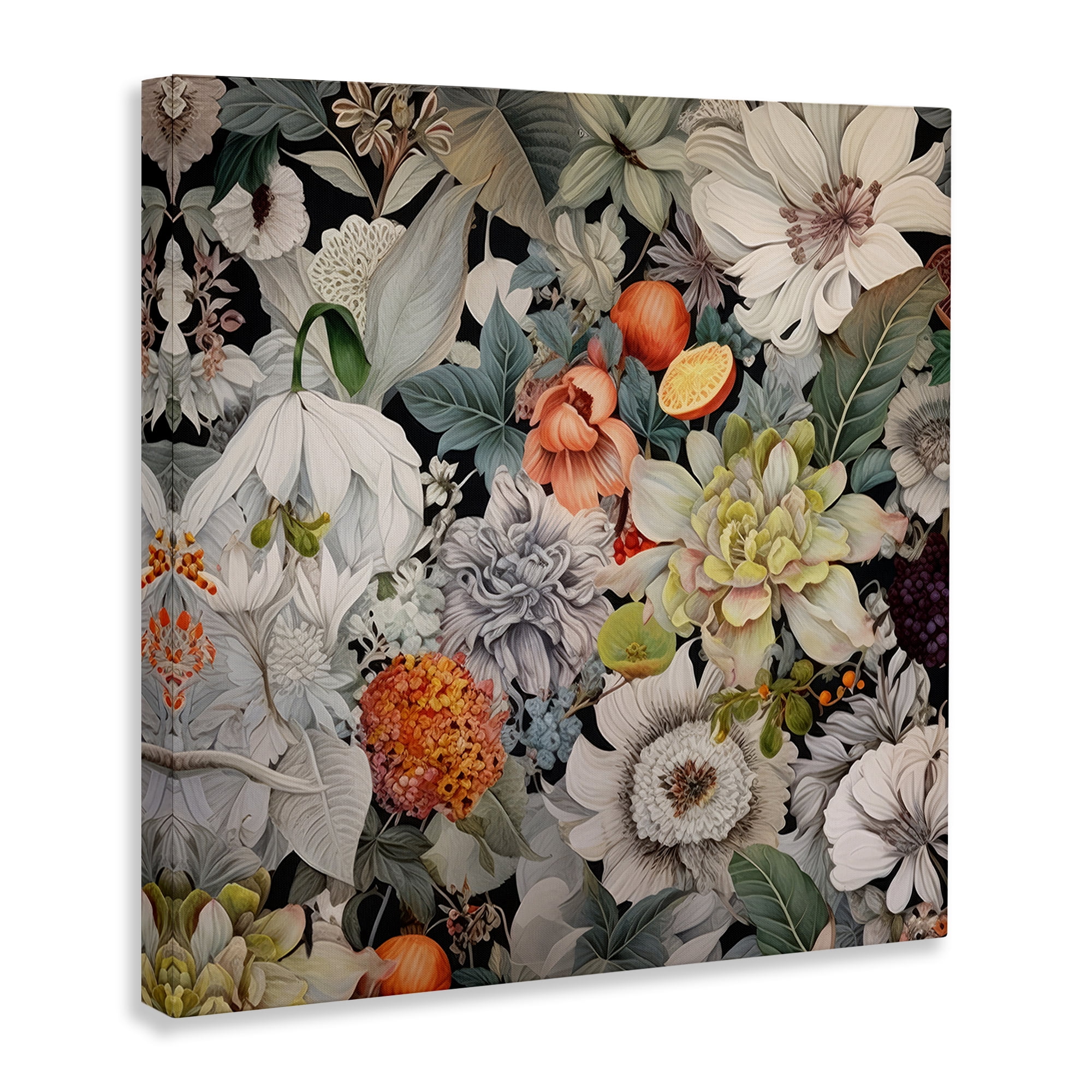Stupell Industries Grey Mixed Florals Botanical & Floral Painting Gallery Wrapped Canvas Art Print Wall Art, 17 x 17