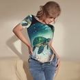 thumbnail image 5 of Balery Watercolor Turtle5 Women's Short Sleevee Crew Neck Bodysuit Tops Short Sleeve Tops Basic-X-Large, 5 of 9